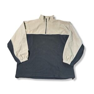 Burnside Fleece Pullover Mens XL Black Tan Excellent Colorblock Quarter Zip Y2K